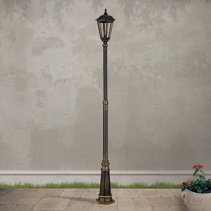 Orion Leuchten Außenlaterne Puchberg - 60 W, Farbe Gehäuse: Schwarz-Gold, 28 x 28 x 249 cm, Ohne Leuchtmittel