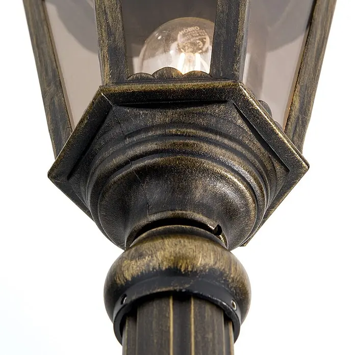 Orion Leuchten Außenlaterne Puchberg - 60 W, Farbe Gehäuse: Schwarz-Gold, 28 x 28 x 249 cm, Ohne Leuchtmittel