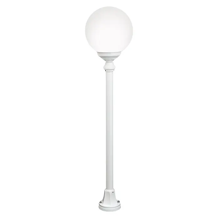 Orion Leuchten Außenlaterne Reika - 60 W, Farbe Gehäuse: Weiß, 25 x 25 x 110 cm, Ohne Leuchtmittel - Weißer Außenlaternenpfahl mit kugelförmiger Leuchte.