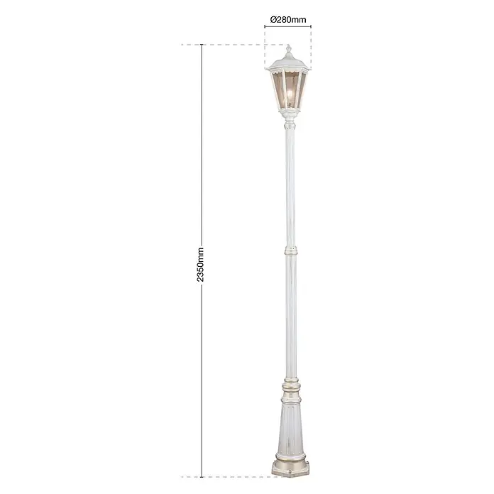 Orion Leuchten Außenlaterne Puchberg - 60 W, Farbe Gehäuse: Weiß-Gold, 28 x 28 x 249 cm, Ohne Leuchtmittel