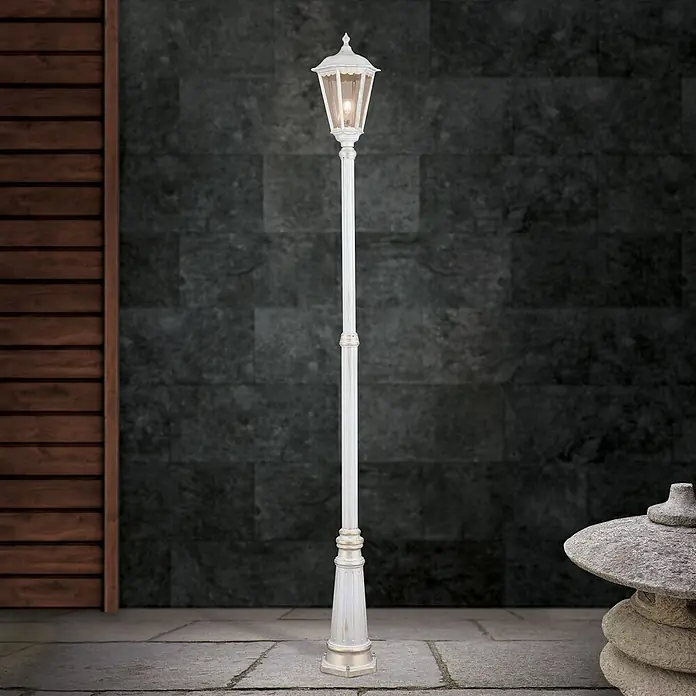 Orion Leuchten Außenlaterne Puchberg - 60 W, Farbe Gehäuse: Weiß-Gold, 28 x 28 x 249 cm, Ohne Leuchtmittel