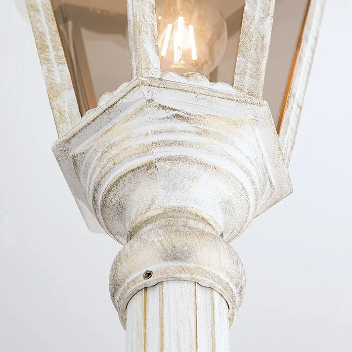 Orion Leuchten Außenlaterne Puchberg - 60 W, Farbe Gehäuse: Weiß-Gold, 28 x 28 x 249 cm, Ohne Leuchtmittel