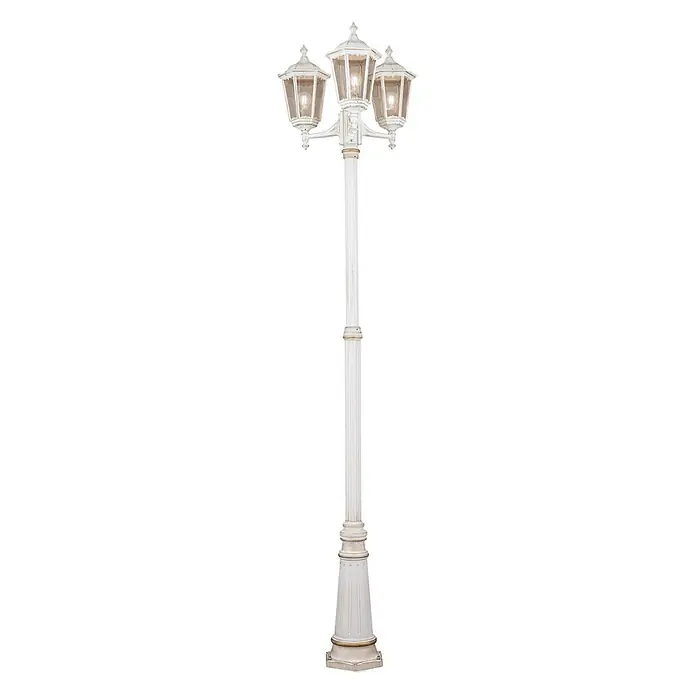 Orion Leuchten Außenlaterne Puchberg - 60 W, Farbe Gehäuse: Weiß-Gold, 64 x 64 x 255 cm, Ohne Leuchtmittel