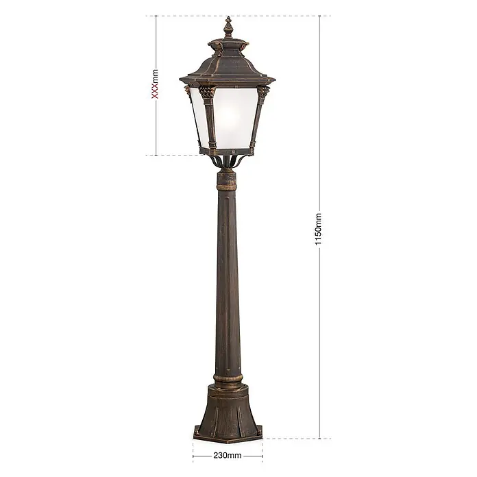 Orion Leuchten Außenlaterne Aiko - 60 W, Farbe Gehäuse: Bronze, 23 x 23 x 117 cm, Ohne Leuchtmittel