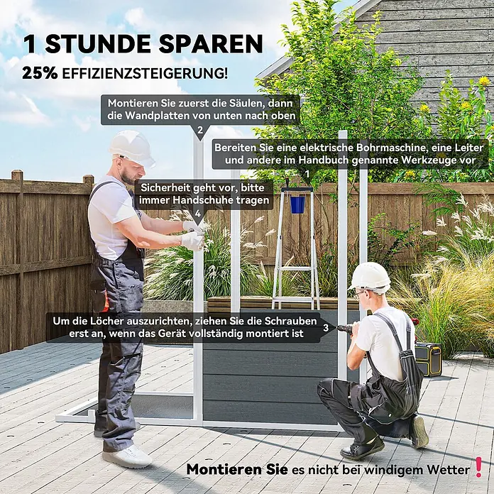 Outsunny Gerätehaus - Außenbreite inkl. Dachüberstand: 186 cm, Außentiefe inkl. Dachüberstand: 130 cm, Kunststoff, Grau
