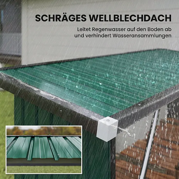 Outsunny Kaminholzregal - 213 x 66,5 x 150 cm, Stahl, Grün