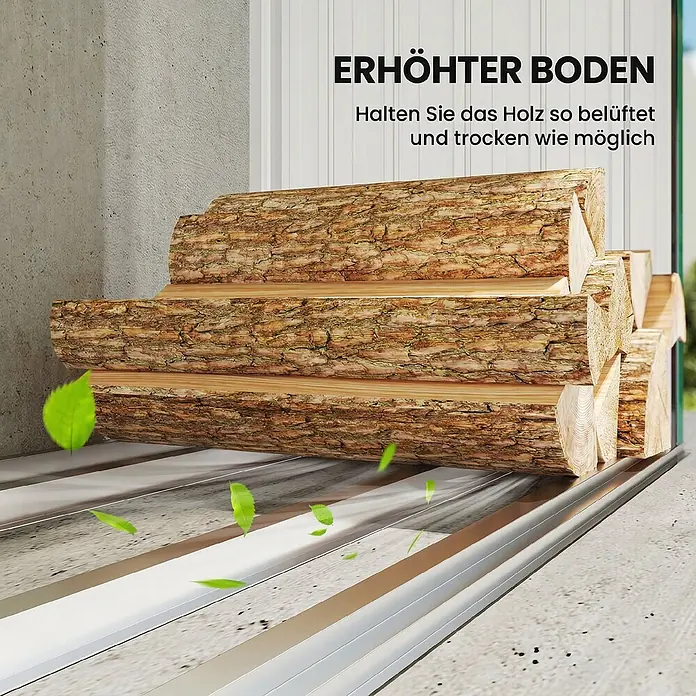 Outsunny Kaminholzregal - 213 x 66,5 x 150 cm, Stahl, Grün