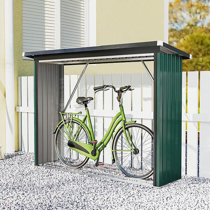 Outsunny Kaminholzregal - 213 x 66,5 x 150 cm, Stahl, Grün