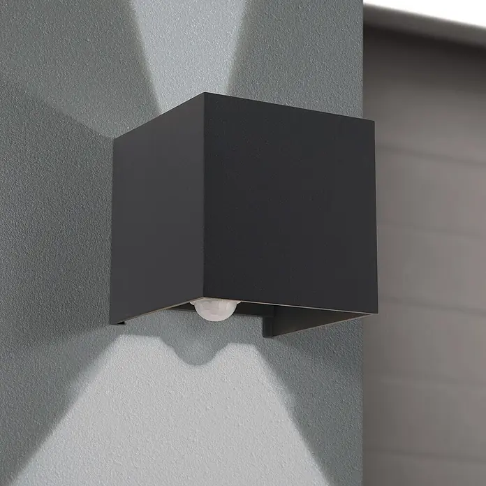 Orion Leuchten LED-Sensor-Außenwandleuchte Cube - 13 W, L x B x H: 10 x 10 x 10 cm, Anthrazit, Klar, Warmweiß