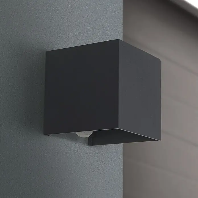Orion Leuchten LED-Sensor-Außenwandleuchte Cube - 13 W, L x B x H: 10 x 10 x 10 cm, Anthrazit, Klar, Warmweiß