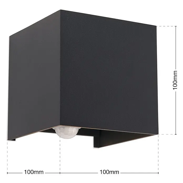Orion Leuchten LED-Sensor-Außenwandleuchte Cube - 13 W, L x B x H: 10 x 10 x 10 cm, Anthrazit, Klar, Warmweiß