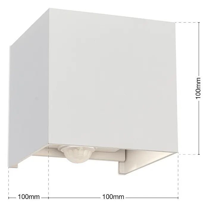 Orion Leuchten LED-Sensor-Außenwandleuchte Cube - 13 W, L x B x H: 10 x 10 x 10 cm, Weiß, Klar, Warmweiß - Weiße kubische Wandleuchte mit integriertem Bewegungsmelder.
