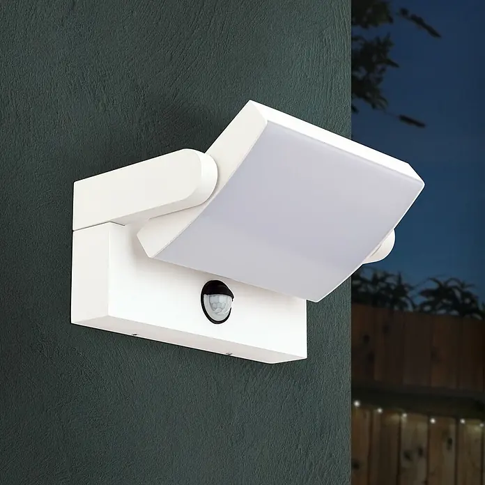 Orion Leuchten LED-Sensor-Außenwandleuchte Ginger - 21 W, L x B x H: 16 x 21 x 10 cm, Weiß, Opal, Warmweiß