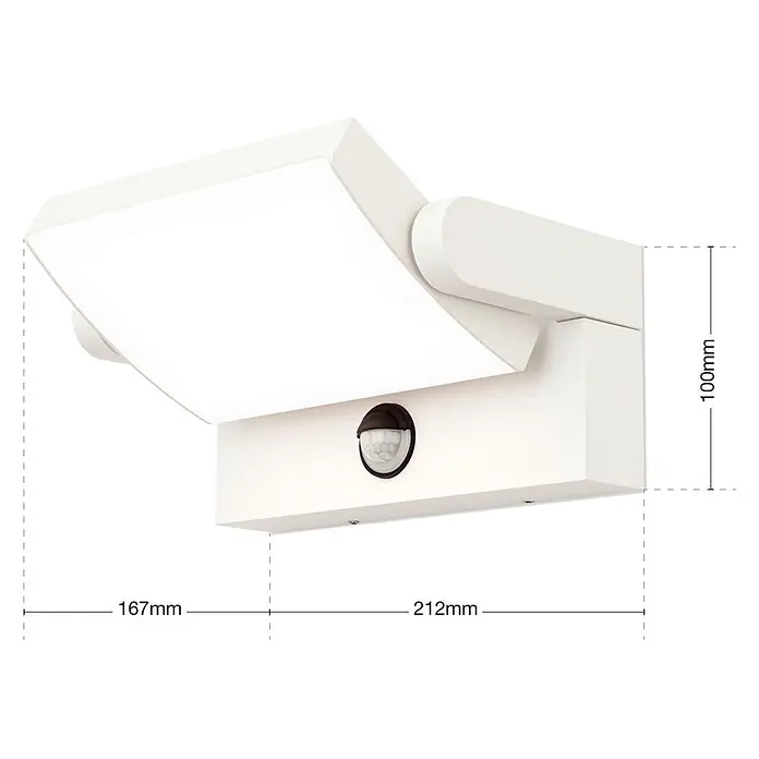 Orion Leuchten LED-Sensor-Außenwandleuchte Ginger - 21 W, L x B x H: 16 x 21 x 10 cm, Weiß, Opal, Warmweiß
