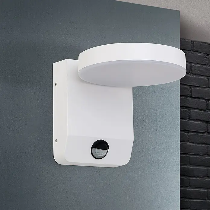 Orion Leuchten LED-Sensor-Außenwandleuchte Hendryk - 21 W, L x B x H: 20 x 12 x 16 cm, Weiß, Opal, Warmweiß - Weiße Außenwandleuchte mit integriertem Bewegungssensor.
