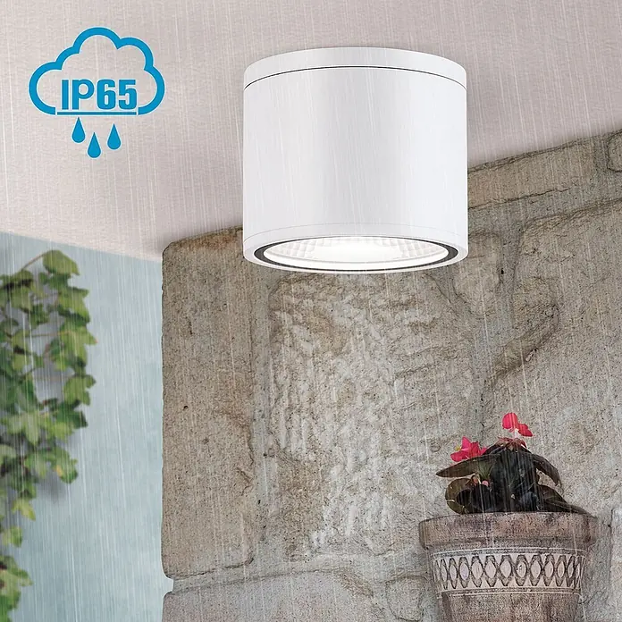 Orion Leuchten LED-Außendeckenleuchte Sputnik - 12 W, L x B x H: 14,5 x 14,5 x 12 cm, Weiß, Matt, IP65