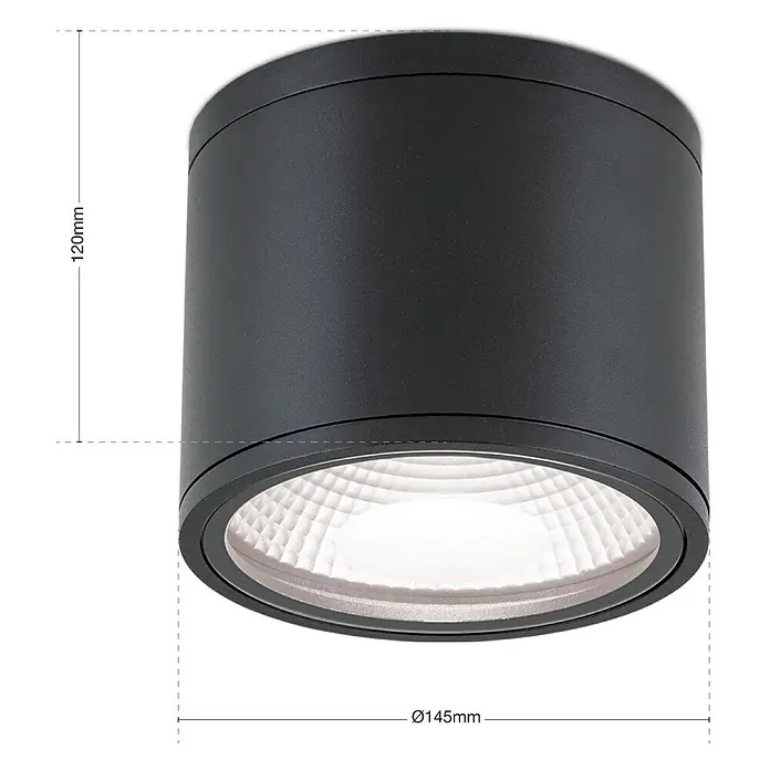 Orion Leuchten LED-Außendeckenleuchte Sputnik - 12 W, L x B x H: 14,5 x 14,5 x 12 cm, Schwarz, Matt, IP65