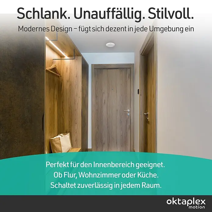 Oktaplex Motion Bewegungsmelder Isa - Reichweite Sensor: 3 m, Weiß, Erfassungswinkel Sensor: 360 °, L x B x H: 0 x 0 x 0 mm