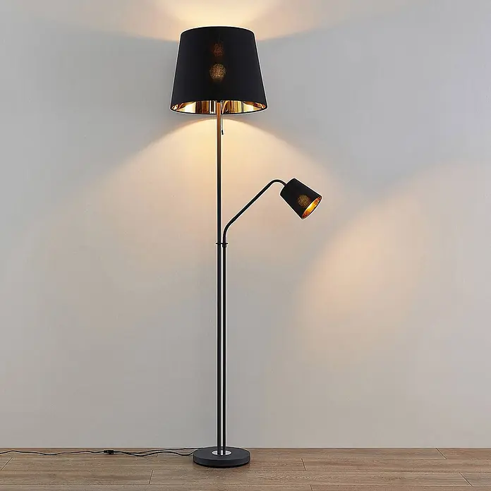 Lindby Stehleuchte Efalia - schwarz, schwarz, E27