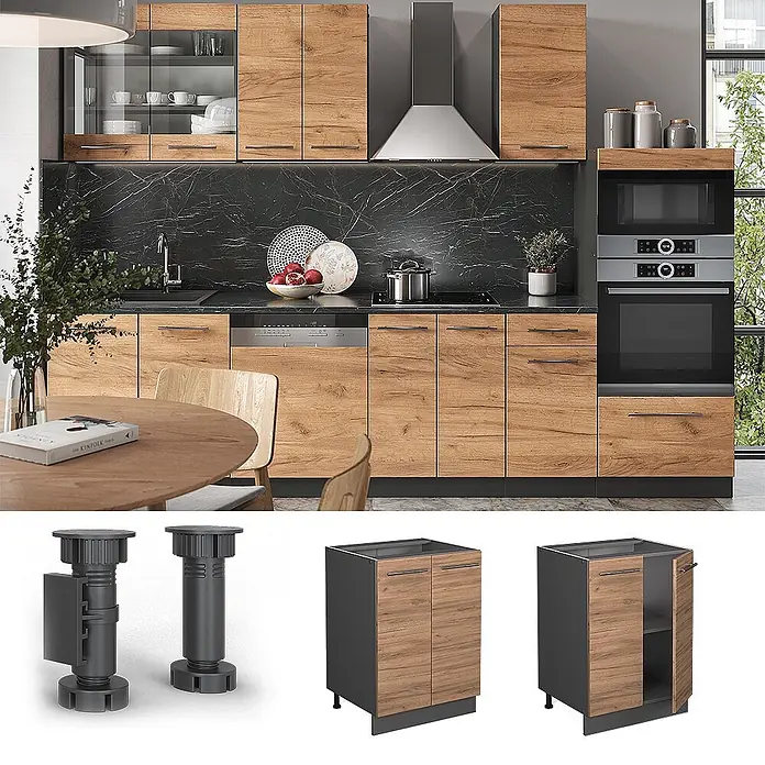 Vicco Schrankküche Fame-Line Goldkraft Eiche ohne Arbeitsplatte - Goldkraft Eiche, Unterschrank 60 cm