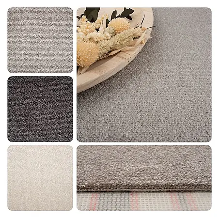 Bricoflor  Teppichboden Meterware 2x4m, Velours Saxony, hell-grau beige