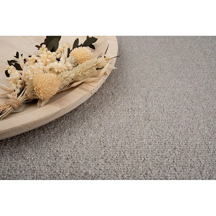 Bricoflor Teppichboden Meterware 2x4m, Velours Saxony, hell-grau beige - Velours, 100 % Polyamid (PA), hell-grau beige