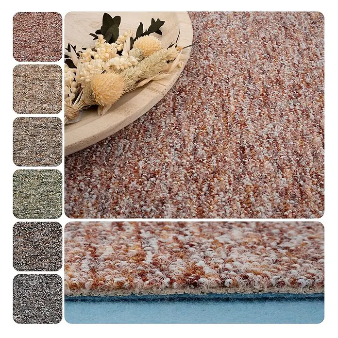 Bricoflor Teppichboden Meterware 2x4m, Schlinge gemustert, rot terra - Schlinge, 60 % Polyamid (PA), 40 % Polypropylen (PP), rot terra