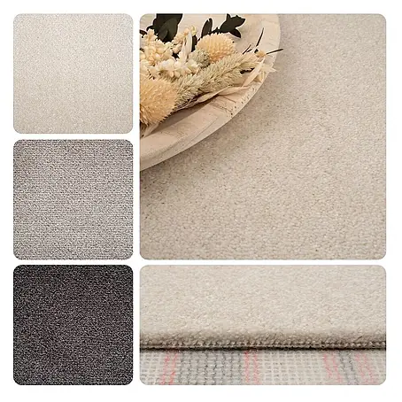 Bricoflor  Teppichboden Meterware 6x5m, Velours Saxony, beige weiß