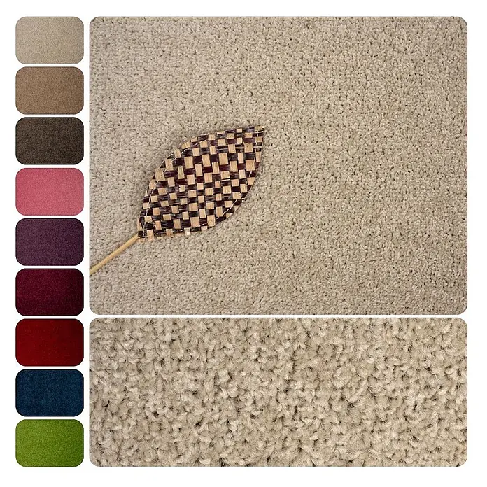 Bricoflor Teppichboden Meterware Griffmuster, Velours Hochflor, beige - Velours, 100 % Polypropylen (PP), beige