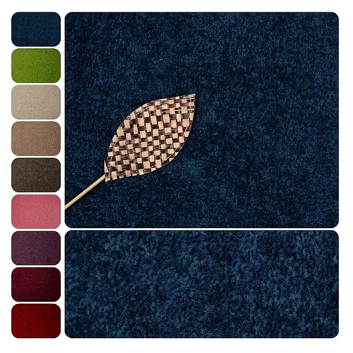 Bricoflor Teppichboden Meterware Griffmuster, Velours Hochflor, dunkel-blau - Velours, 100 % Polypropylen (PP), dunkel-blau