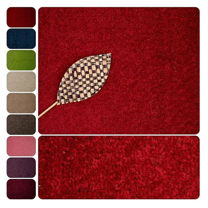 Bricoflor Teppichboden Meterware Griffmuster, Velours Hochflor, dunkel-rot - Velours, 100 % Polypropylen (PP), dunkel-rot
