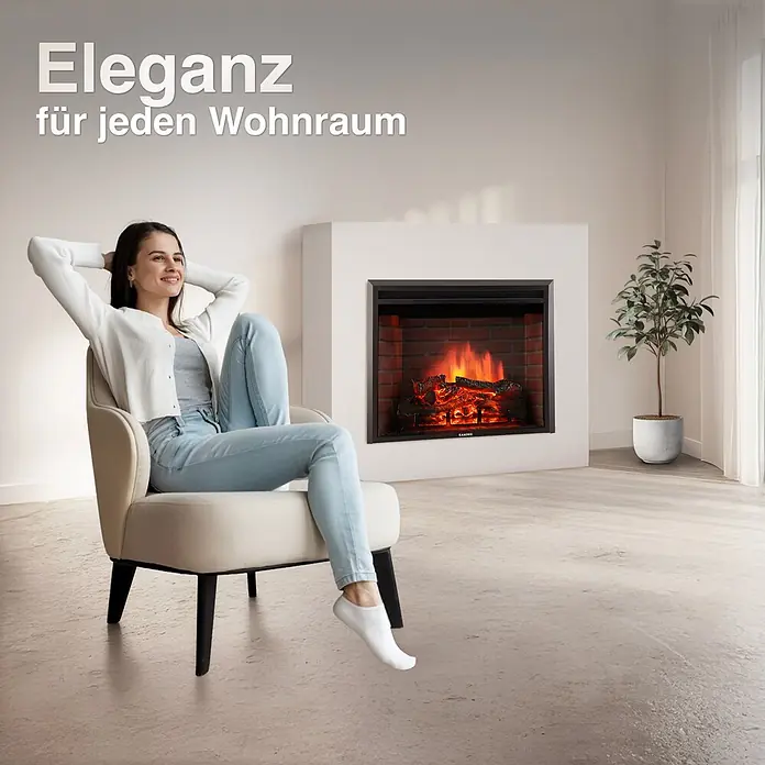 Elektrischer Kamin KAMINIO Luca 30 - 22,5 x 76 x 58,5 cm, Schwarz - Elektrischer Kamin mit realistischem Flammenbild, der Wärme und Eleganz in ein modernes Wohnzimmer bringt.