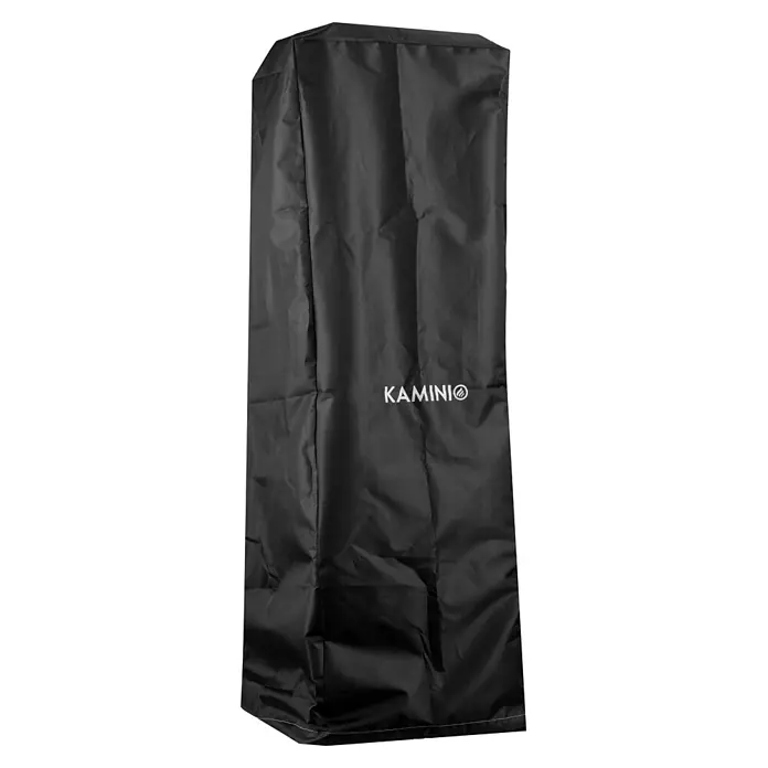 Elektrischer Kamin Kaminschutzhaube KAMINIOTex - Schwarz - Schwarze KAMINIO Schutzhülle aus strapazierfähigem Stoff, aufrecht stehend mit leichten Falten.