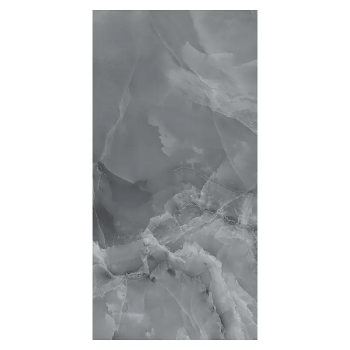 Feinsteinzeugfliese Opus Premium Grey - 120 x 60 cm, Grau, Glänzend - Graue Fliese in Marmoroptik mit eleganter weißer Maserung, ideal für anspruchsvolle Oberflächen.
