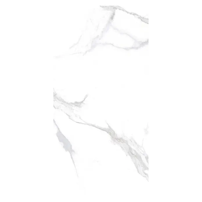 Feinsteinzeugfliese Marmore Carrara - 60 x 30 cm, Weiß, Grau, Matt - Weiße Marmorstruktur mit grauen und goldenen Adern.
