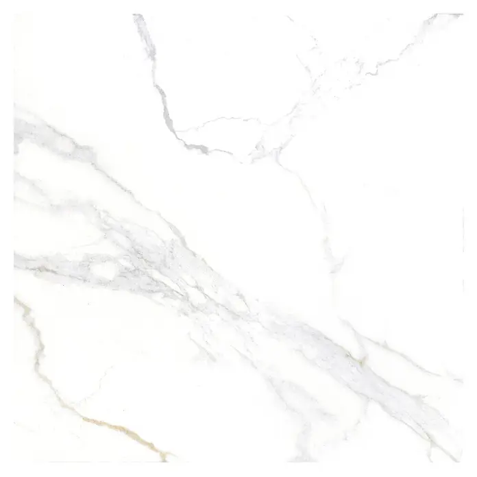 Feinsteinzeugfliese Marmore Carrara - 60 x 60 cm, Weiß, Grau, Matt - Weiße Marmorfliese mit eleganten grauen und goldenen Adern.