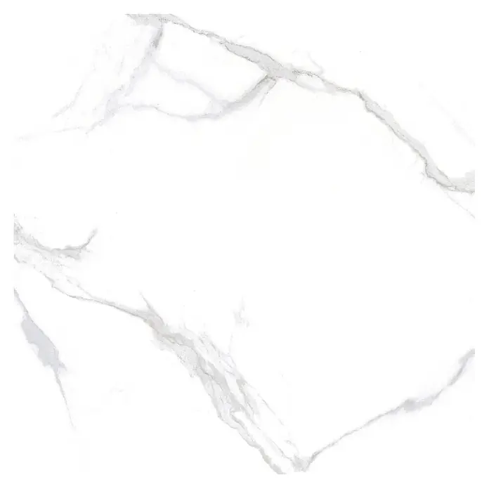 Feinsteinzeugfliese Marmore Carrara - 60 x 60 cm, Weiß, Grau, Matt - Weiße Marmorfliese mit subtiler grauer Maserung, ideal für elegante Oberflächen.