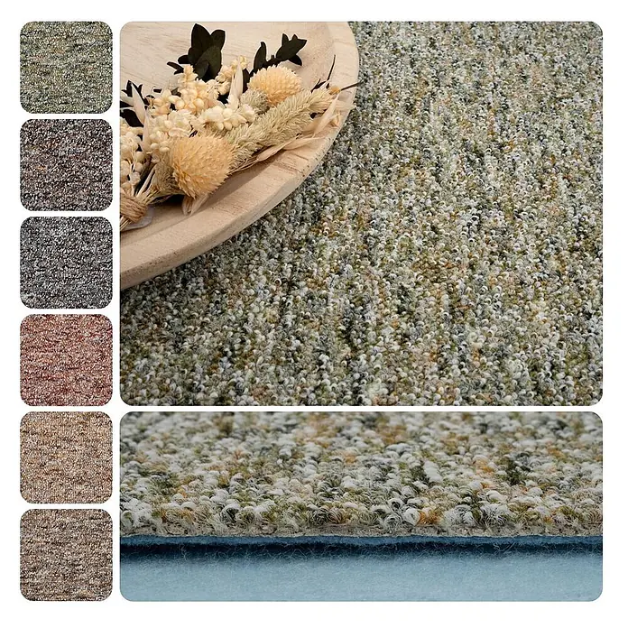 Bricoflor Teppichboden Meterware 2x4m, Schlinge gemustert, grün - Schlinge, 60 % Polyamid (PA), 40 % Polypropylen (PP), grün