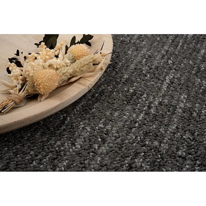 Bricoflor Teppichboden Meterware 4,5x4m, Schlinge gemustert, anthrazit schwarz - Schlinge, 100 % Polypropylen (PP), anthrazit schwarz