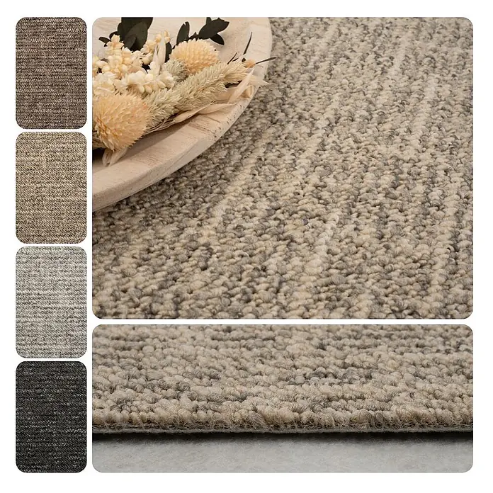 Bricoflor Teppichboden Meterware 7,5x4m, Schlinge gemustert, beige grau - Schlinge, 100 % Polypropylen (PP), beige grau