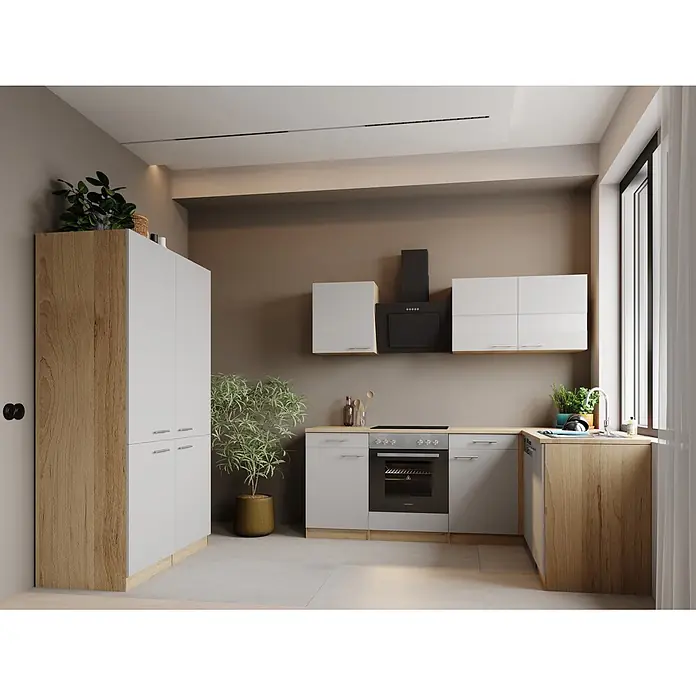 Respekta Merle Winkelküche - B x L: 340 x 175 cm, Weiß, Mit Elektrogeräten - Stimmungsaufnahme