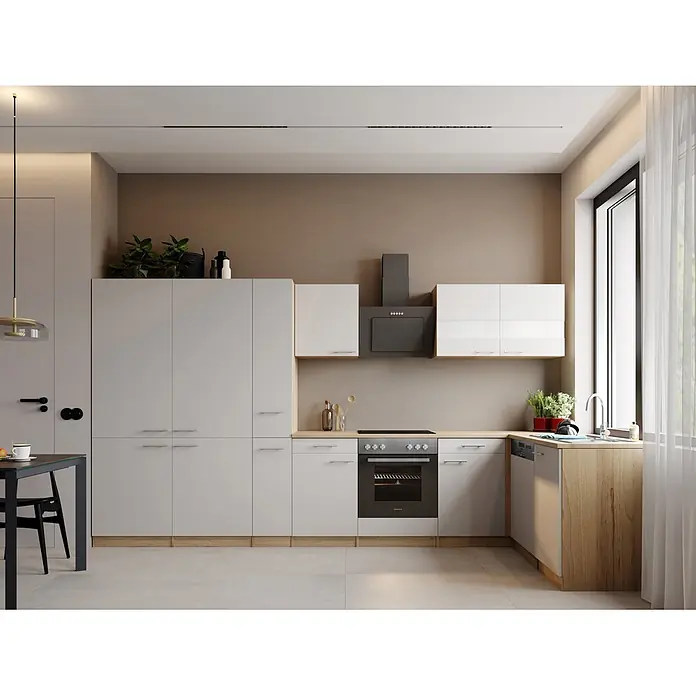 Respekta Merle Winkelküche - B x L: 370 x 175 cm, Weiß, Mit Elektrogeräten - Stimmungsaufnahme