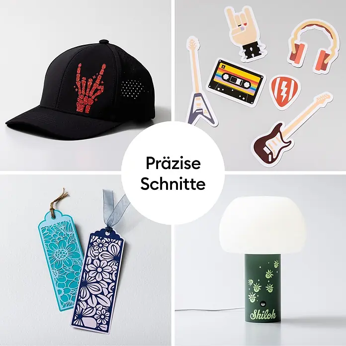 Cricut Joy Ersatzklinge Premiumfeinschnittklinge - Passend für: Cricut Joy™, Cricut Joy™ 2 und Cricut Joy Xtra™ - Vielfältige Bastelprojekte mit präzisen Schnitten: eine verzierte Kappe, Papierarbeiten und eine personalisierte Lampe.