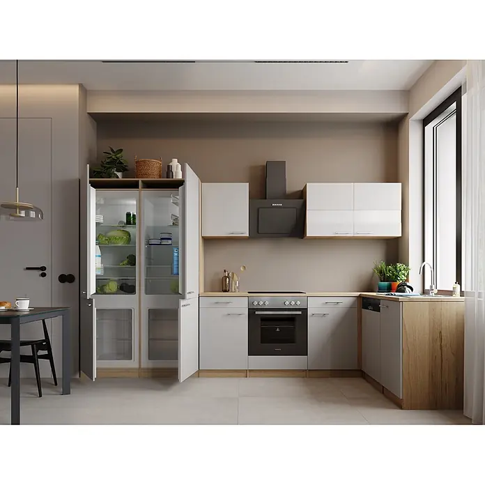 Respekta Merle Winkelküche - B x L: 340 x 175 cm, Weiß, Mit Elektrogeräten - Stimmungsaufnahme