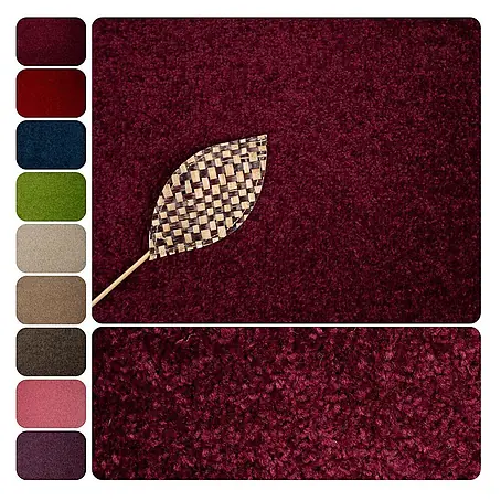 Bricoflor  Teppichboden Meterware Griffmuster, Velours Hochflor, lila rot