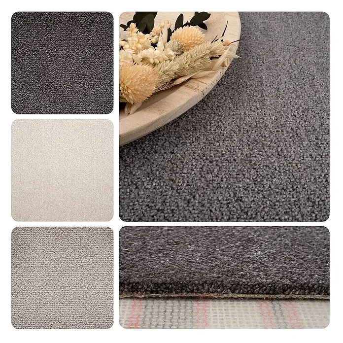 Bricoflor Teppichboden Meterware 3,5x4m, Velours Saxony, dunkel-grau anthrazit - Velours, 100 % Polyamid (PA), dunkel-grau anthrazit