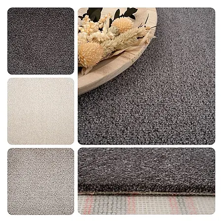 Bricoflor  Teppichboden Meterware 3,5x4m, Velours Saxony, dunkel-grau anthrazit