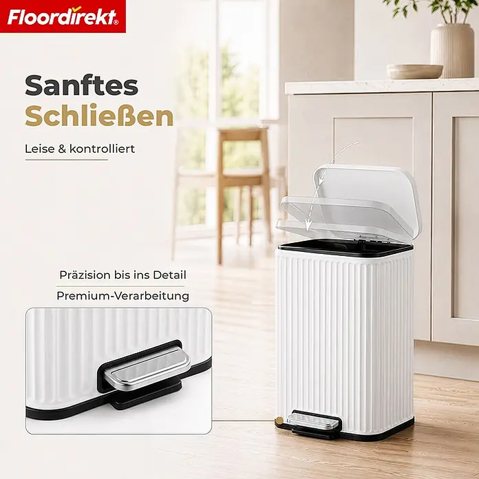 Floordirekt Standard-Mülleimer Miles Weiß 12 L - 12 l, Metall, Weiß