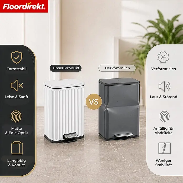 Floordirekt Standard-Mülleimer Miles Weiß 12 L - 12 l, Metall, Weiß