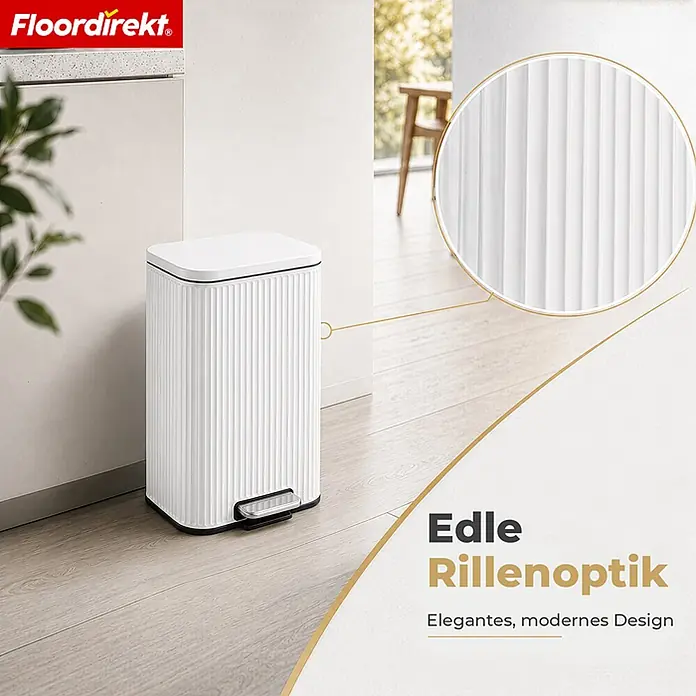 Floordirekt Standard-Mülleimer Miles Weiß 12 L - 12 l, Metall, Weiß